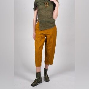 Masnada Women’s BAGGY CUR TROUSERS Pants TUMERIC WOOL Blend ITALY🇮🇹MADE Size 4